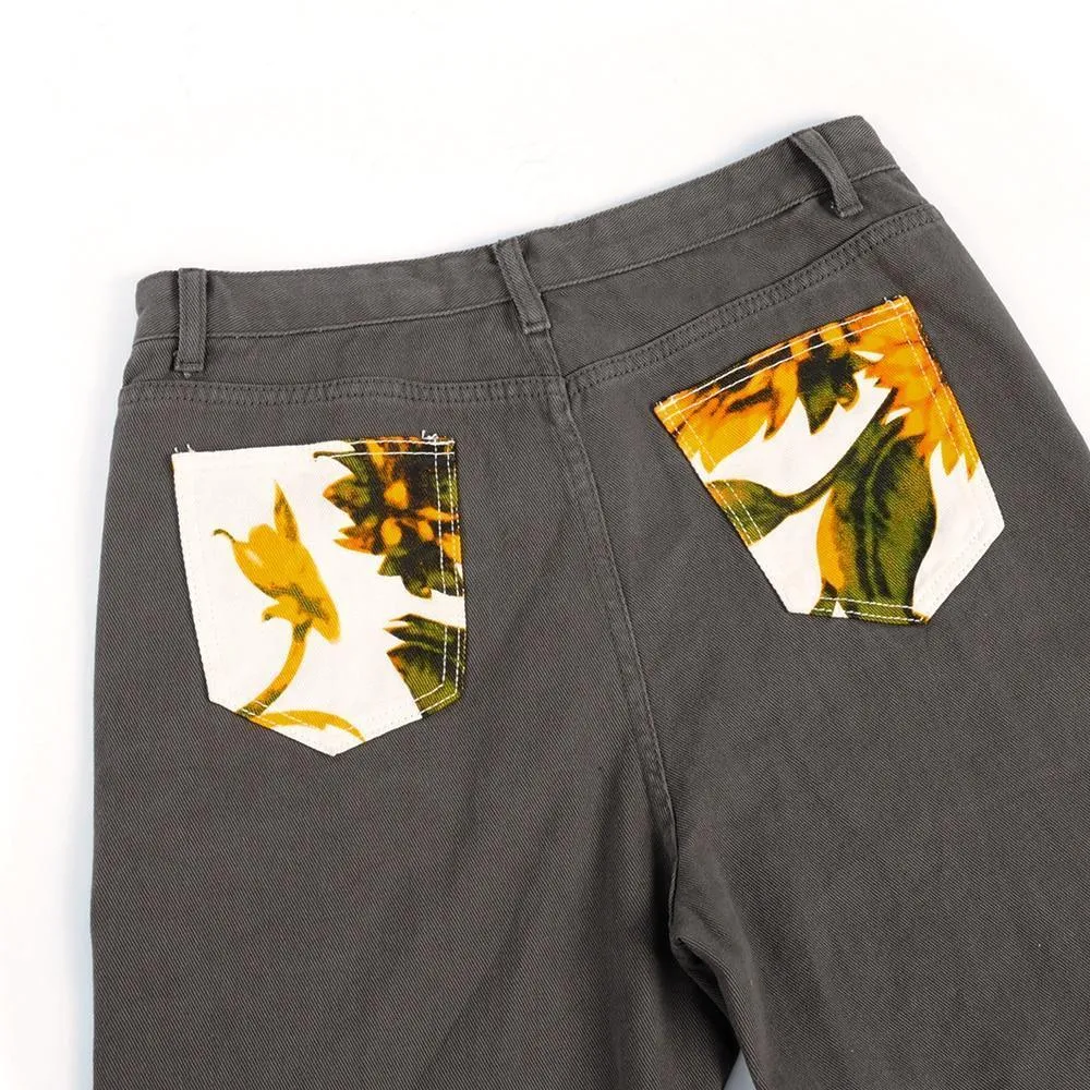 Sunflower Print Flare Pants