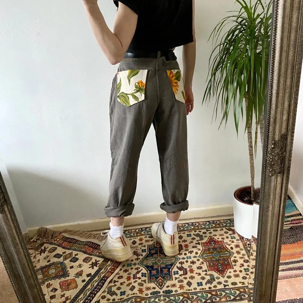 Sunflower Print Flare Pants