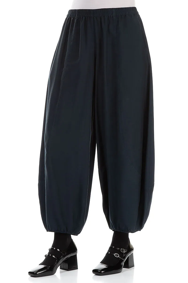 Taper Midnight Blue Silk Bamboo Trousers