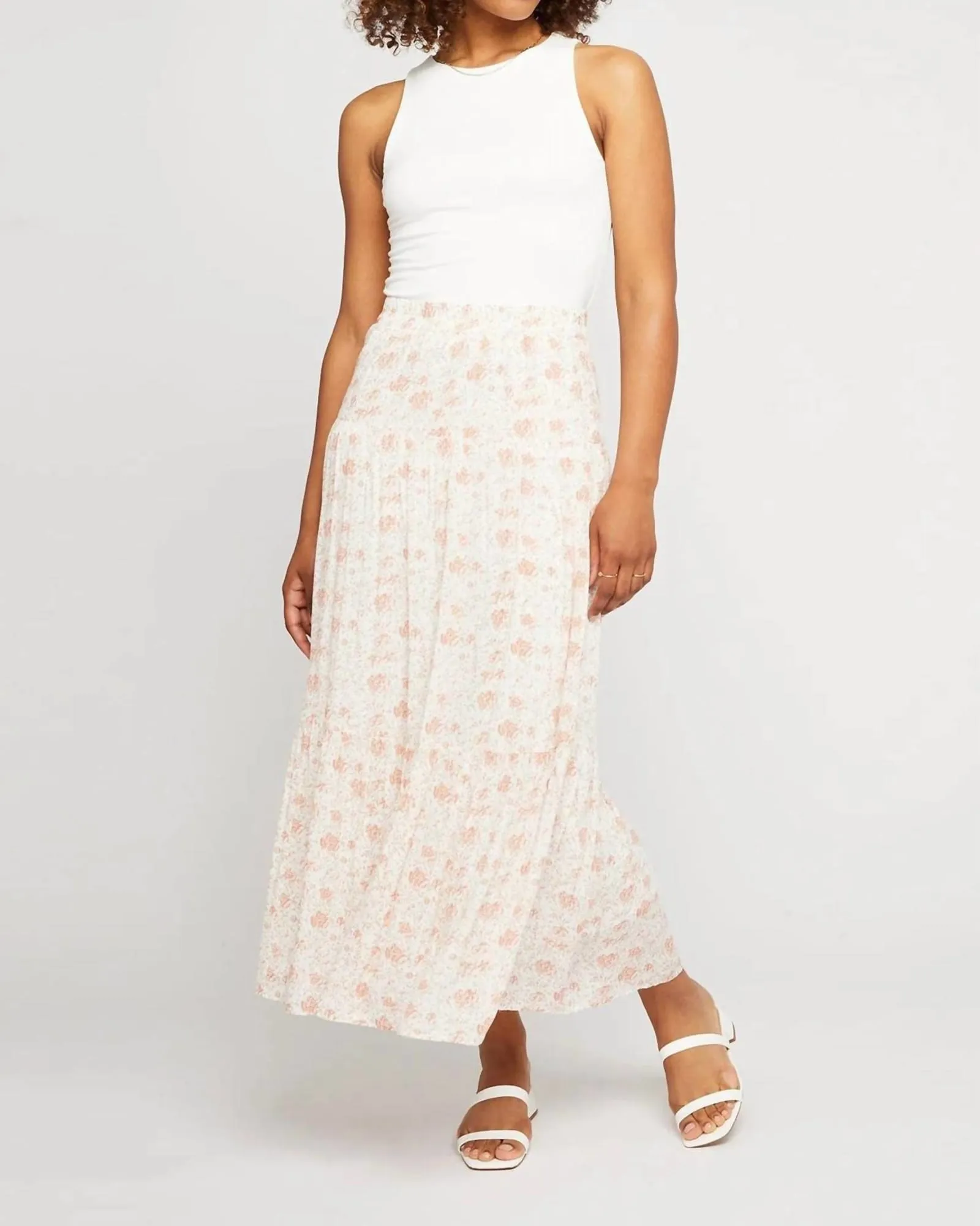 Teigan Midi Skirt in Sorbet Delicate Floral | Sorbet Delicate Floral