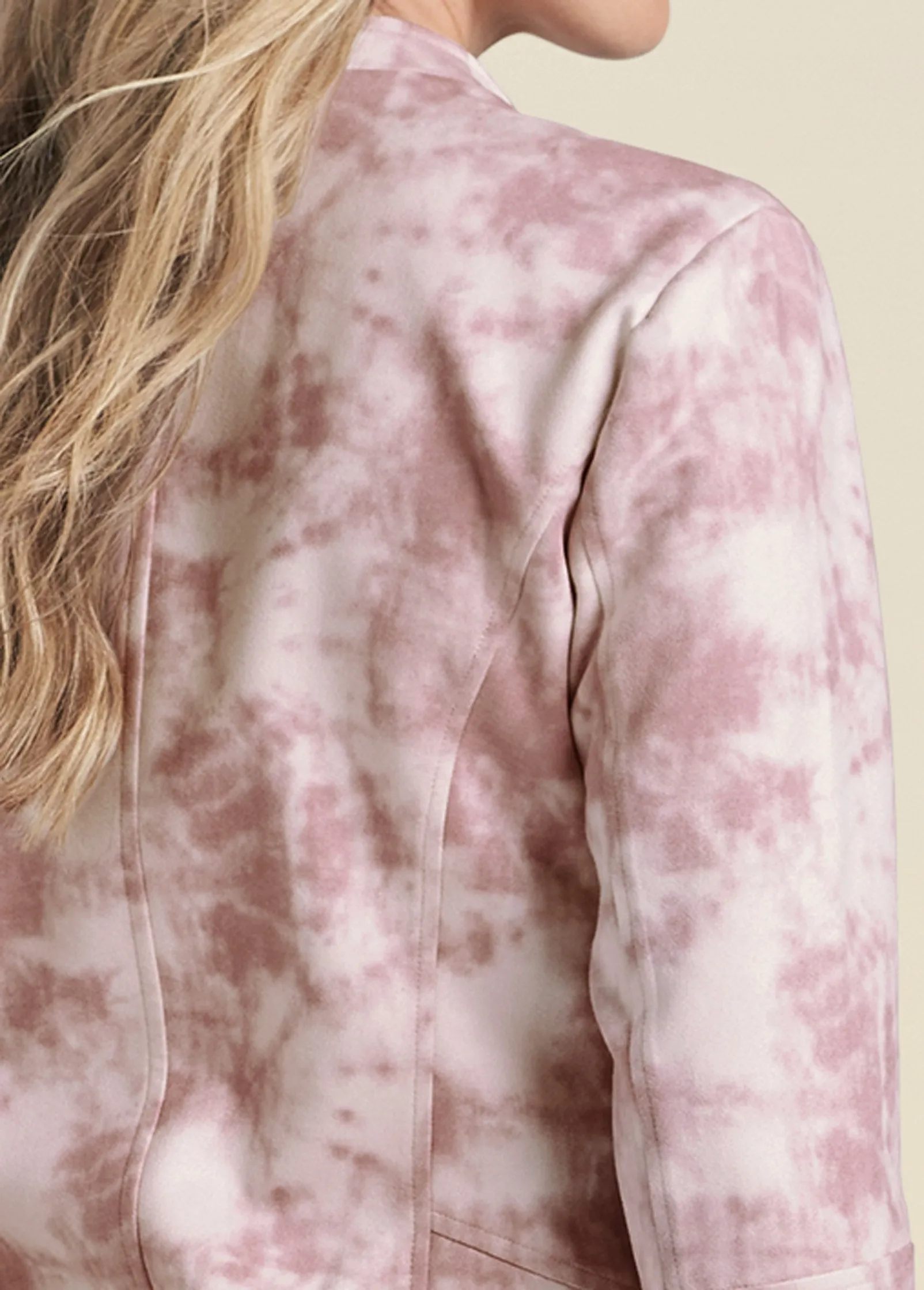 Tie Dye Faux Suede Jacket - Pink Multi