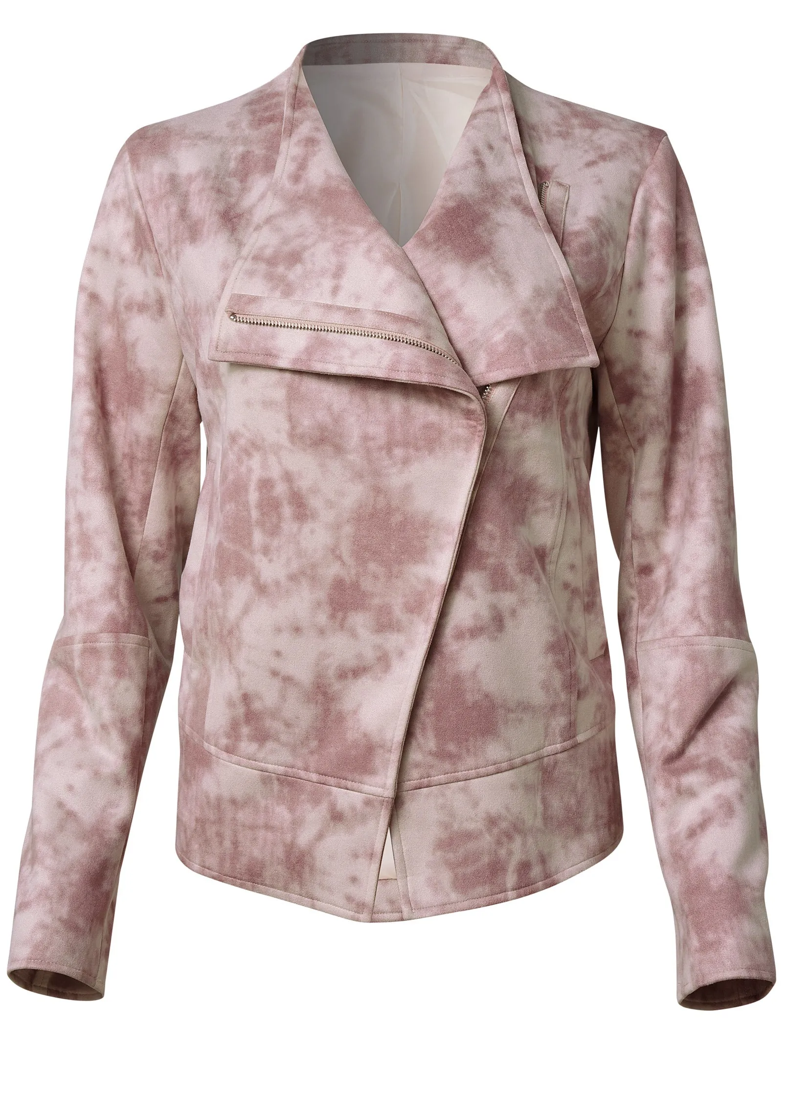 Tie Dye Faux Suede Jacket - Pink Multi