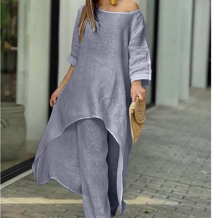 🌸Up to 50% off🔥 Women's Solid Color Linen Casual Suit