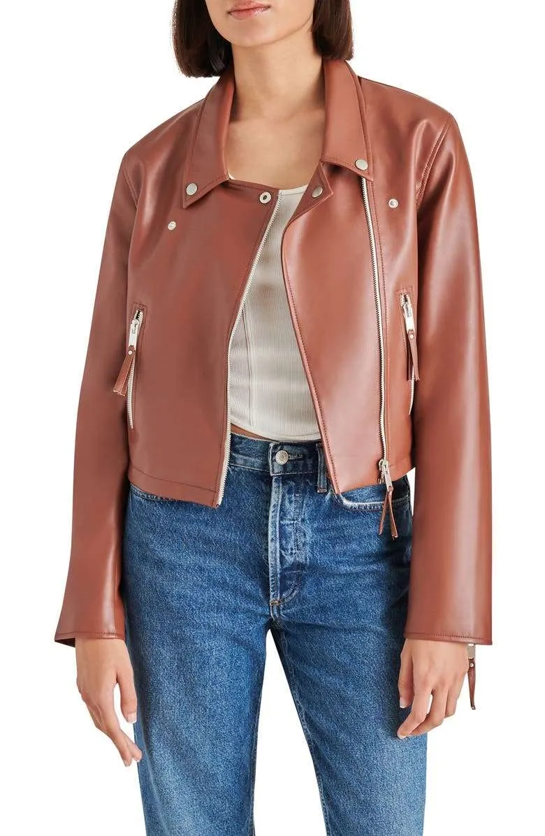 Vinka Faux Leather Moto Jacket