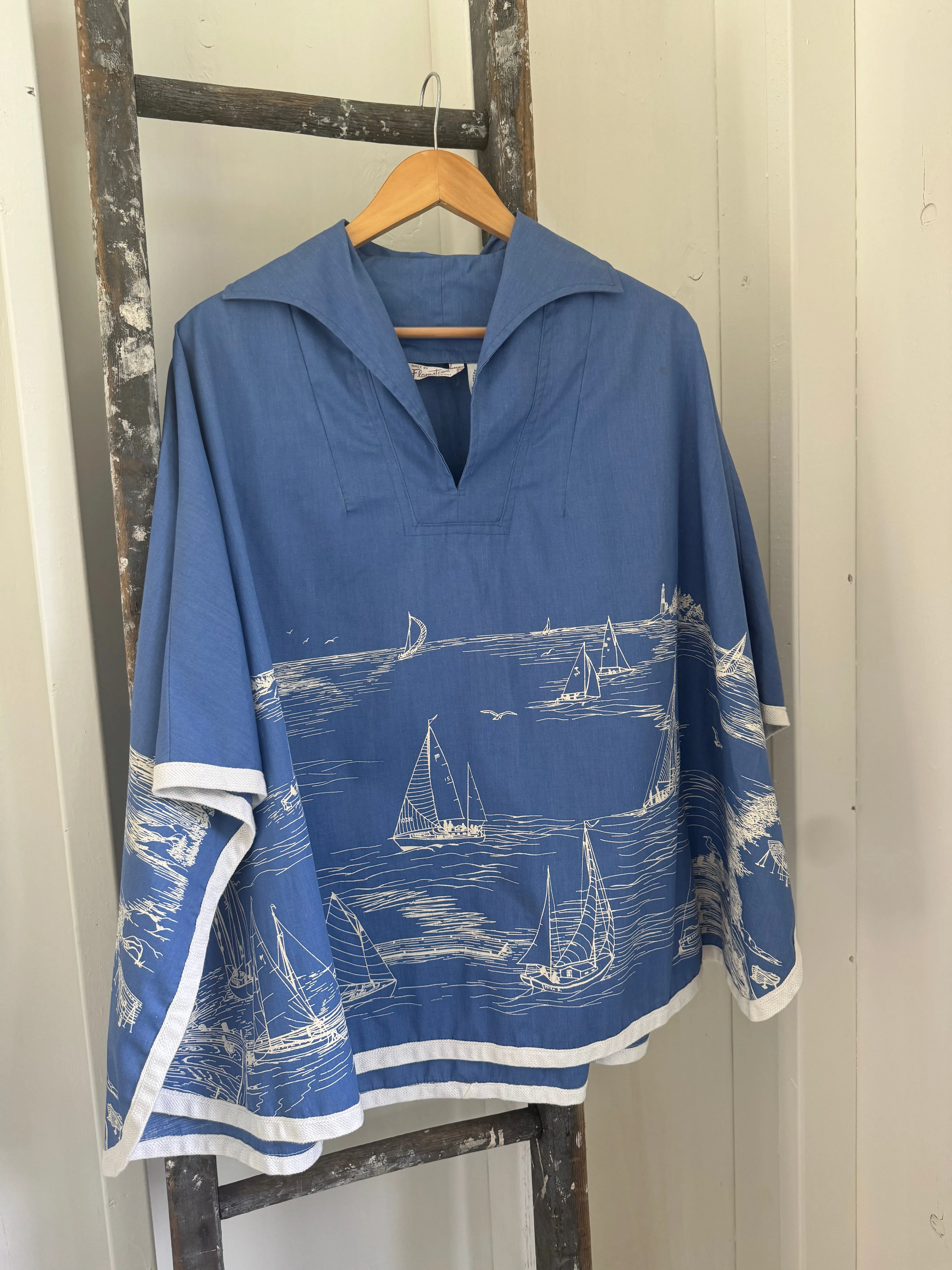 Vintage 70s Sailboat Poncho