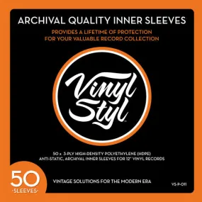 Vinyl Styl™ 12 Inch Vinyl Record Archive Quality Inner Sleeves - 50 Count