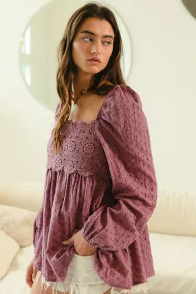 Violet Crochet Knit Top