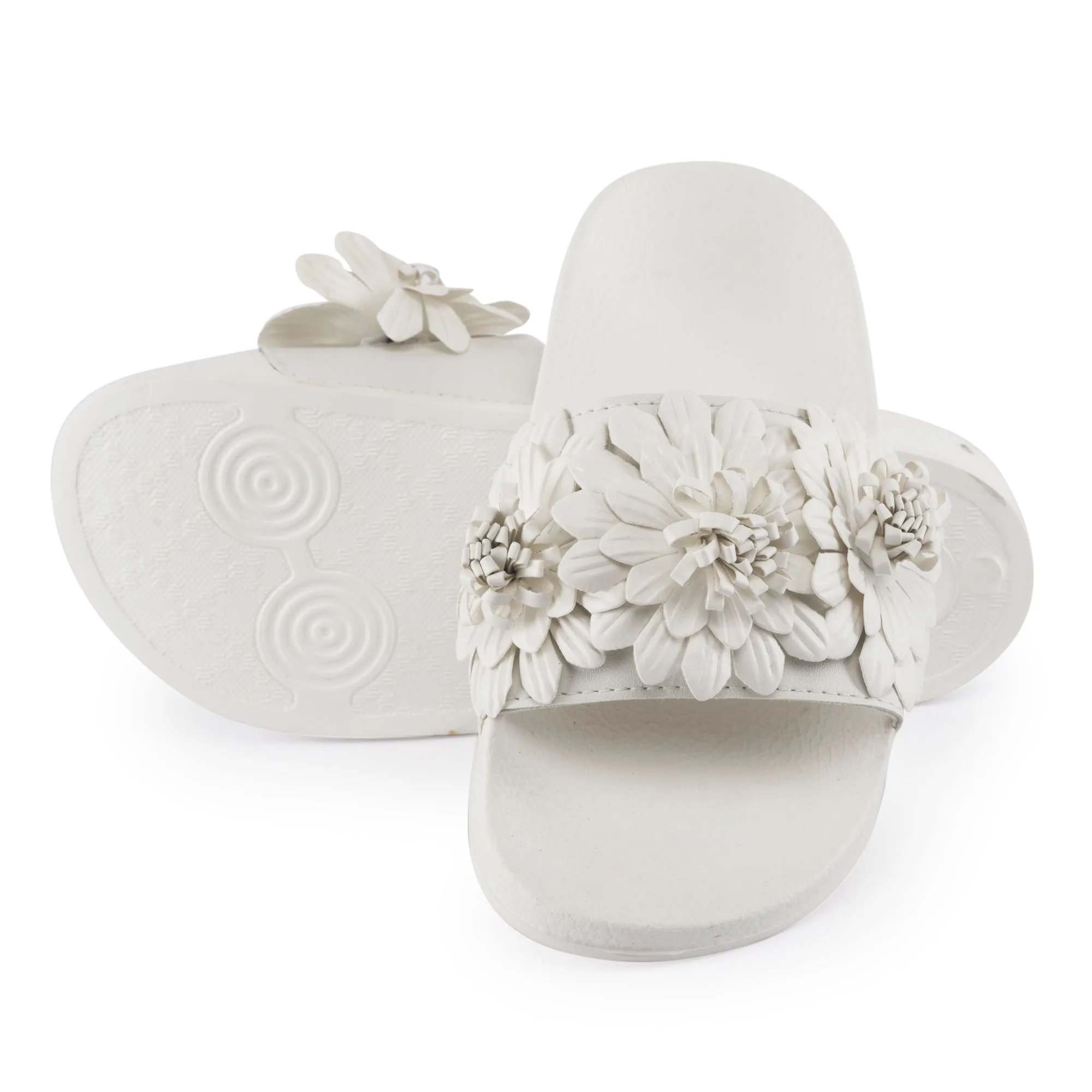 White Flower Flat Sliders