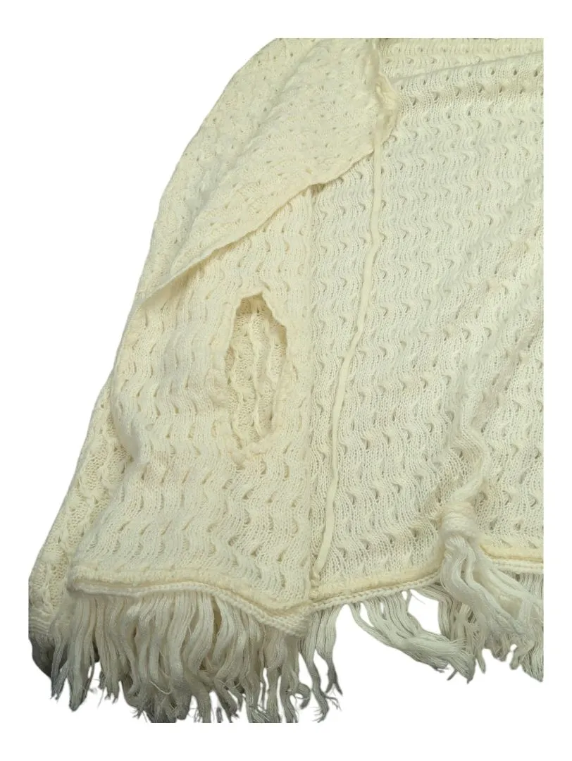 White Knitted Poncho