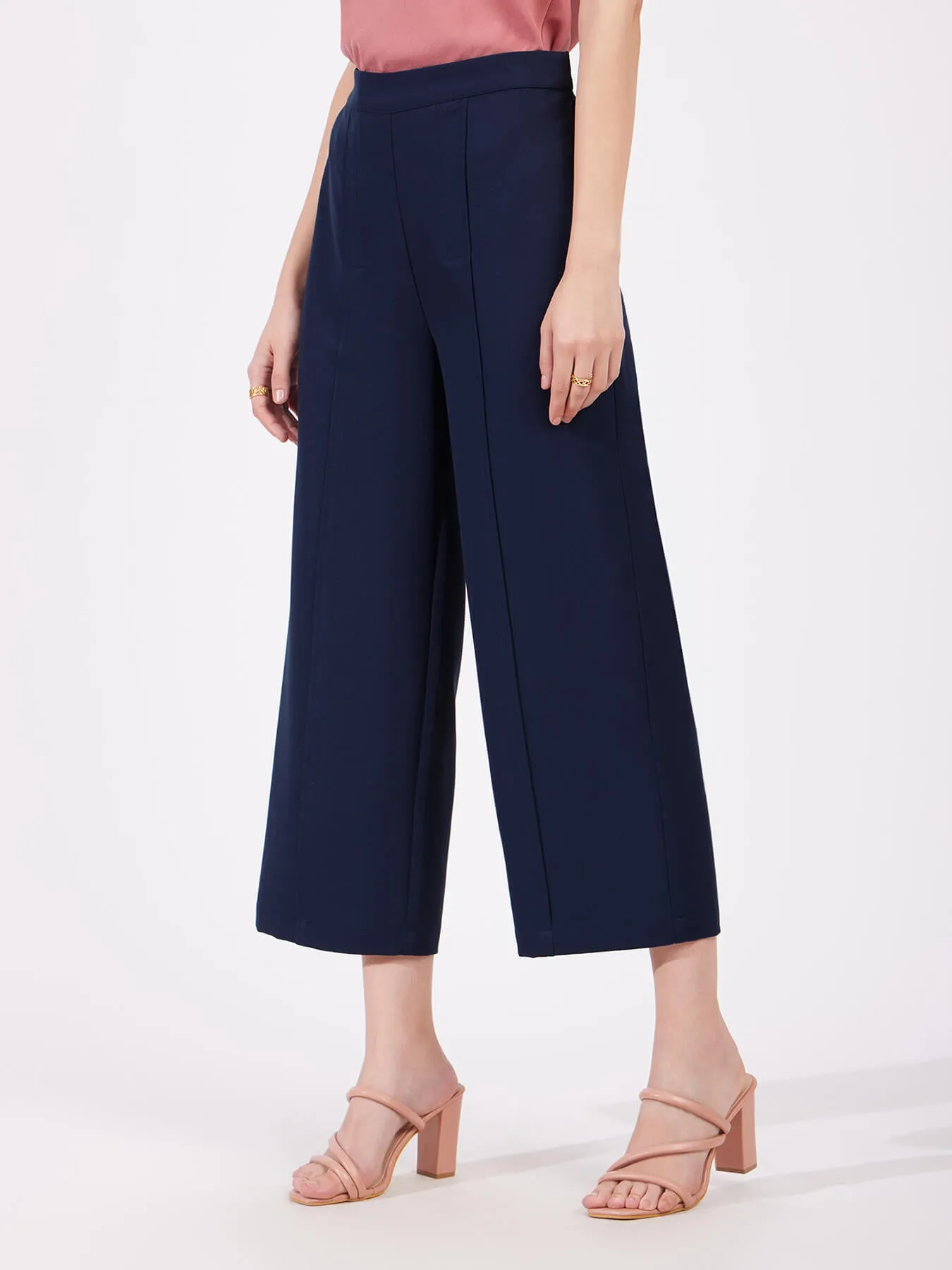 Wide Leg Culottes - Navy Blue