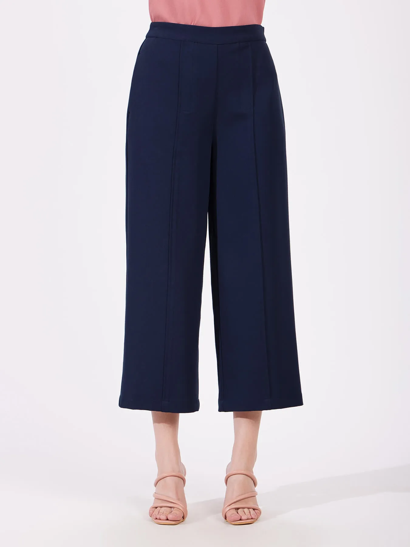 Wide Leg Culottes - Navy Blue