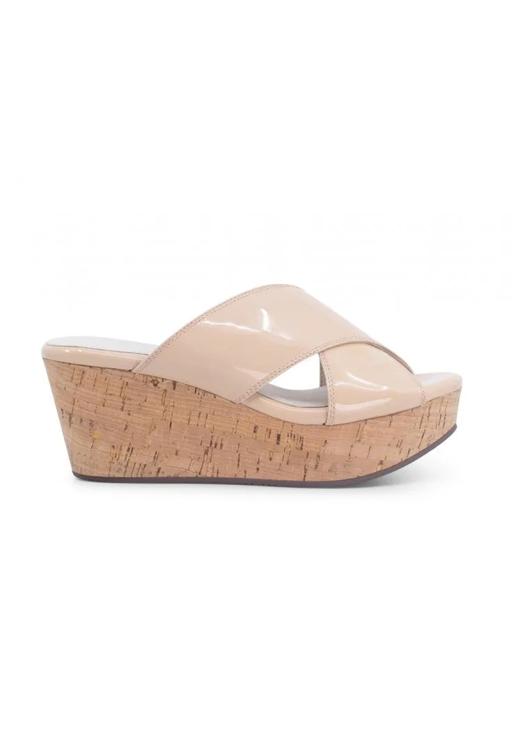 WOMEN'S CHOCOLAT BLU Winner Nude Patent DRESS WEDGE