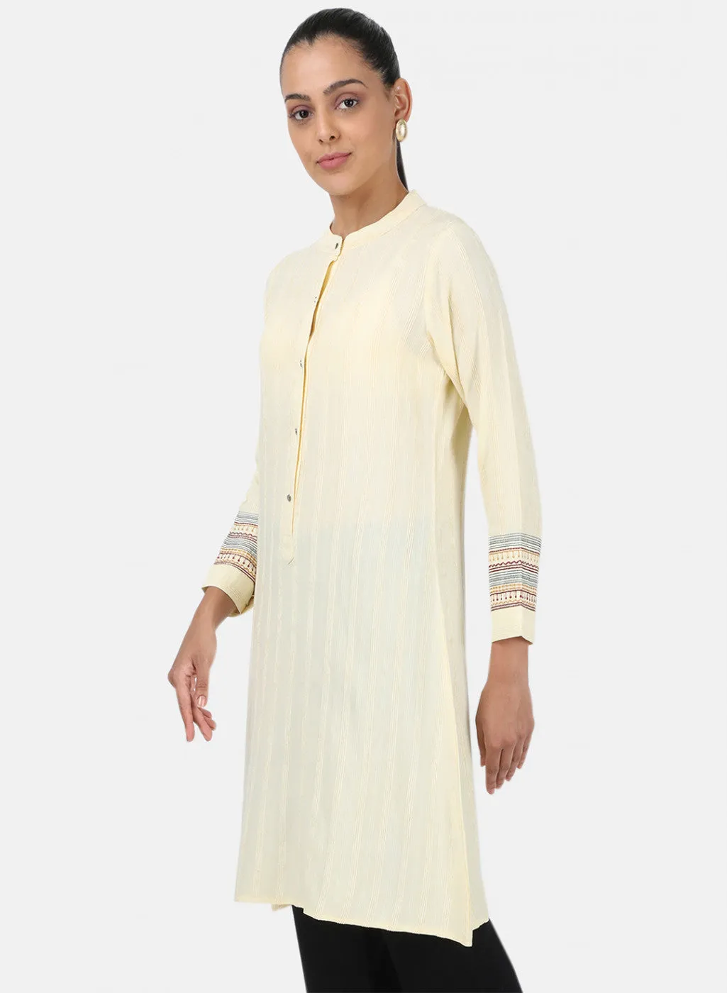 Womens Cream Embroidered Tunic