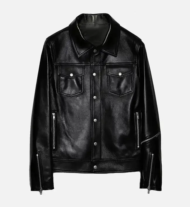 Women's Trucker Zipper Biker Black Jacket