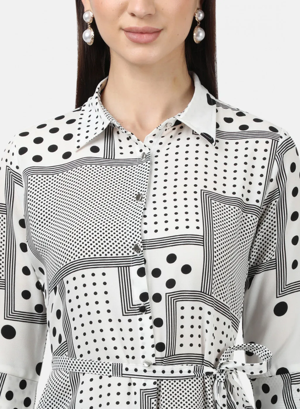 Womens White Printed Tunic