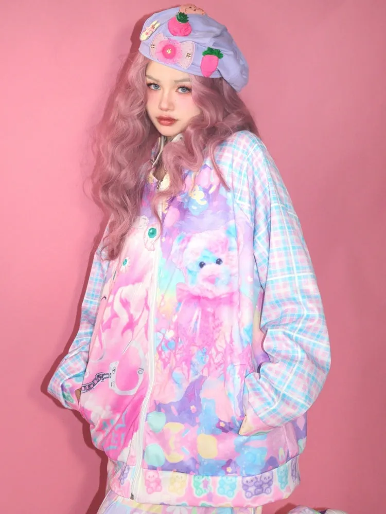 Y2k American Retro Bear Baseball Jacket【s0000003570】