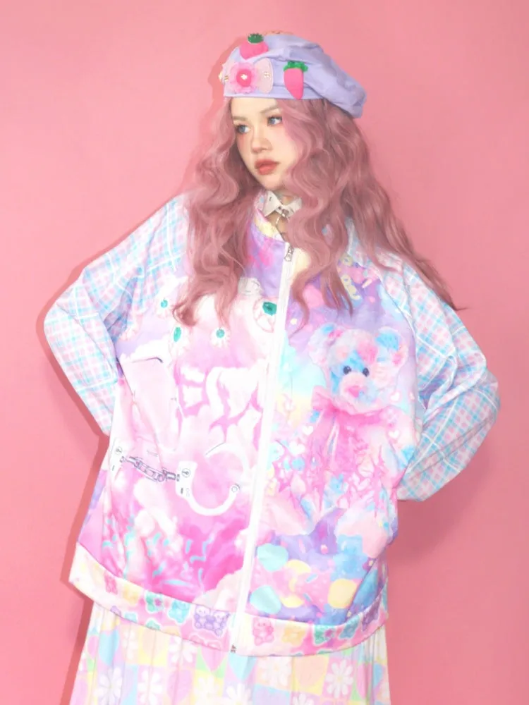 Y2k American Retro Bear Baseball Jacket【s0000003570】