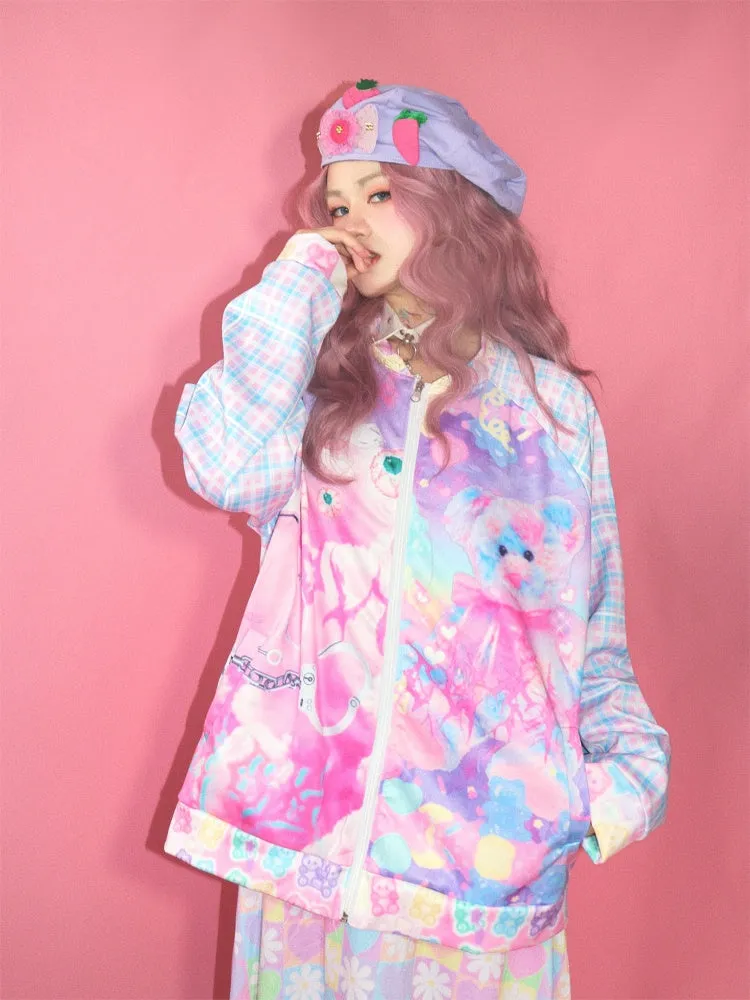 Y2k American Retro Bear Baseball Jacket【s0000003570】