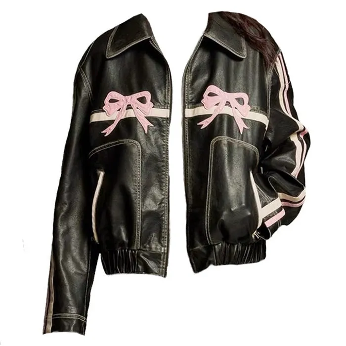 Y2K Bow Motorcycle Jacket